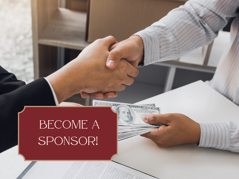 Become a Sponsor! 2 People shaking hands and exchanging money